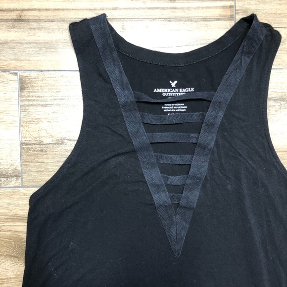 American Eagle Black V Neck Top - Picture 2 of 3